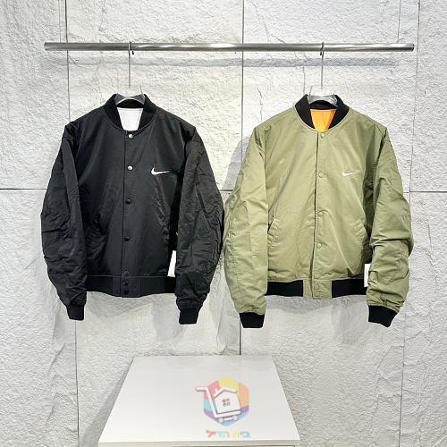 ז'קט Nike x Stüssy Reversible Varsity דו-צדדי, שחור ושמנת או ירוק זית וכתום, תמונה 10