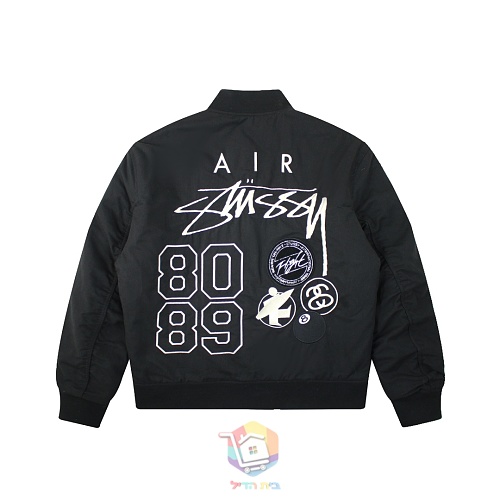 ז'קט Nike x Stüssy Reversible Varsity דו-צדדי, שחור ושמנת או ירוק זית וכתום, תמונה 16