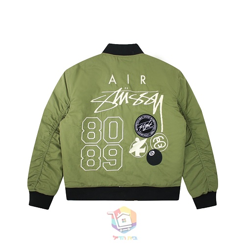 ז'קט Nike x Stüssy Reversible Varsity דו-צדדי, שחור ושמנת או ירוק זית וכתום, תמונה 22