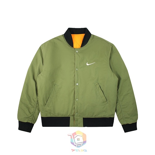 ז'קט Nike x Stüssy Reversible Varsity דו-צדדי, שחור ושמנת או ירוק זית וכתום, תמונה 23