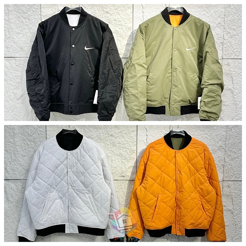 ז'קט Nike x Stüssy Reversible Varsity דו-צדדי, שחור ושמנת או ירוק זית וכתום, תמונה 25