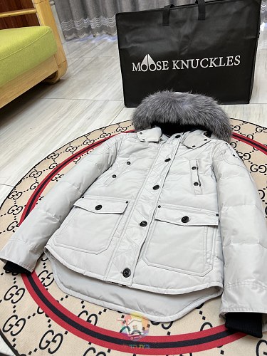 מעיל פרקה Moose Knuckles עם קפוצ'ון בשוליים פרוותיים, שחור או אפור בהיר, תמונה 6