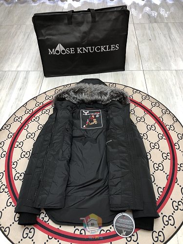 מעיל פרקה Moose Knuckles עם קפוצ'ון בשוליים פרוותיים, שחור או אפור בהיר, תמונה 14