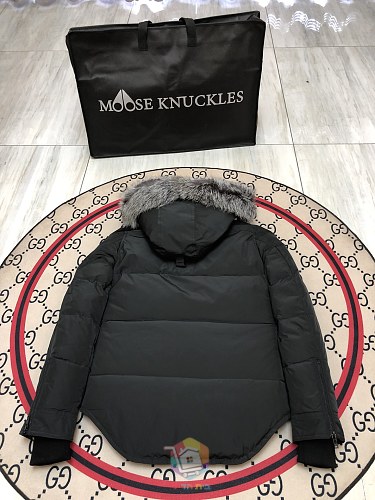 מעיל פרקה Moose Knuckles עם קפוצ'ון בשוליים פרוותיים, שחור או אפור בהיר, תמונה 15