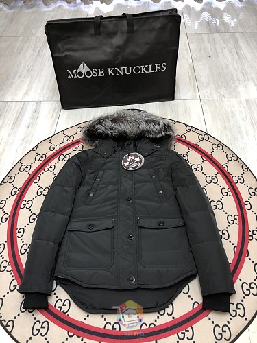 מעיל פרקה Moose Knuckles עם קפוצ'ון בשוליים פרוותיים, שחור או אפור בהיר, תמונה 16
