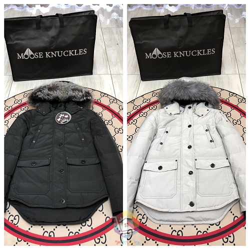 מעיל פרקה Moose Knuckles עם קפוצ'ון בשוליים פרוותיים, שחור או אפור בהיר, תמונה 18