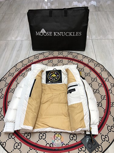 מעיל פוך מבריק Moose Knuckles עם צווארון עומד, שחור, אפור אבן או לבן, תמונה 7