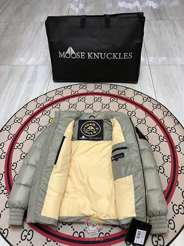 מעיל פוך מבריק Moose Knuckles עם צווארון עומד, שחור, אפור אבן או לבן, תמונה 15