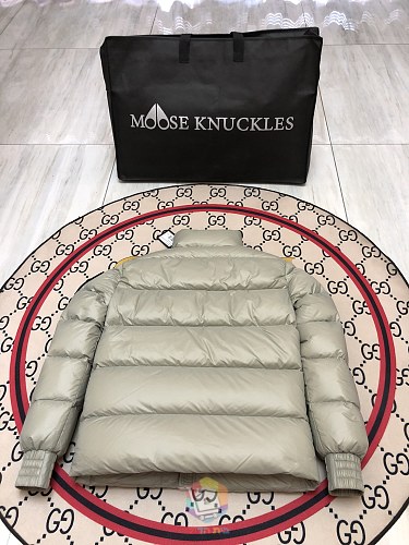 מעיל פוך מבריק Moose Knuckles עם צווארון עומד, שחור, אפור אבן או לבן, תמונה 16