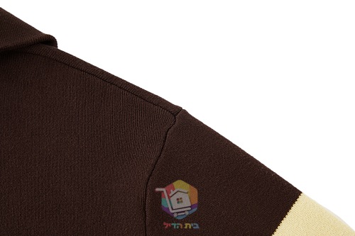 סוודר Loewe Half-Zip Sweater מתערובת כותנה, חום כהה וצהוב חמאה, תמונה 5