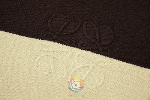 סוודר Loewe Half-Zip Sweater מתערובת כותנה, חום כהה וצהוב חמאה, תמונה 7