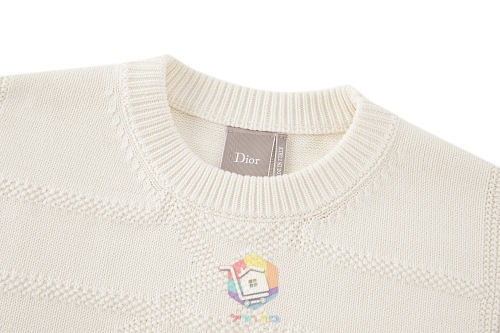 סוודר Dior DiorAlps Sweater בגזרה רפויה, לבן שבור עם דוגמת פתיתי שלג, תמונה 7