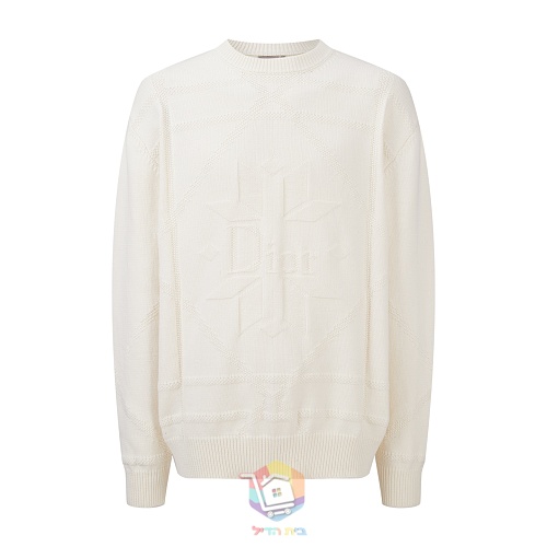 סוודר Dior DiorAlps Sweater בגזרה רפויה, לבן שבור עם דוגמת פתיתי שלג, תמונה 10