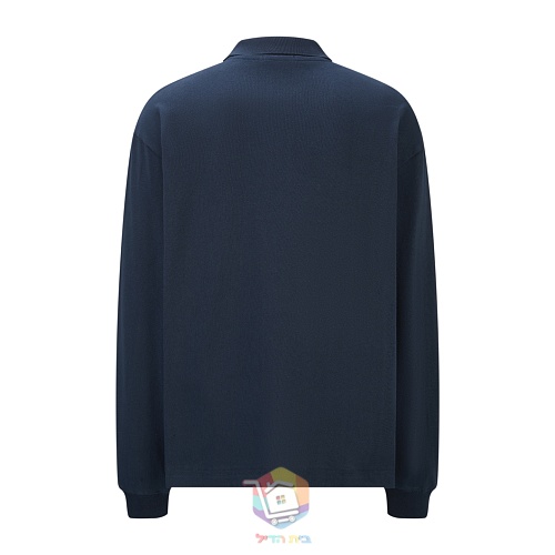 פולו כותנה בשרוול ארוך Prada Long-Sleeved Cotton Polo Shirt, כחול כהה, תמונה 9