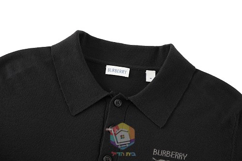 פולו צמר בשרוול ארוך Burberry Long-sleeve Knight Wool Polo Shirt, אפור או שחור, תמונה 6