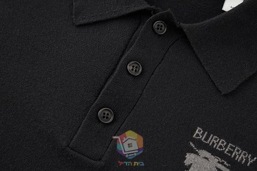 פולו צמר בשרוול ארוך Burberry Long-sleeve Knight Wool Polo Shirt, אפור או שחור, תמונה 7