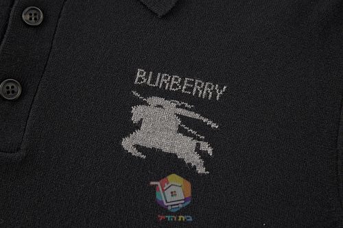 פולו צמר בשרוול ארוך Burberry Long-sleeve Knight Wool Polo Shirt, אפור או שחור, תמונה 8