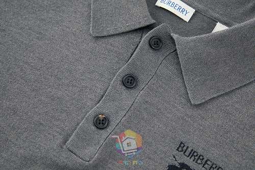 פולו צמר בשרוול ארוך Burberry Long-sleeve Knight Wool Polo Shirt, אפור או שחור, תמונה 15