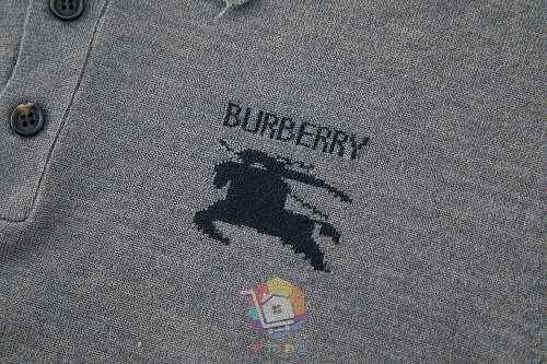 פולו צמר בשרוול ארוך Burberry Long-sleeve Knight Wool Polo Shirt, אפור או שחור, תמונה 16