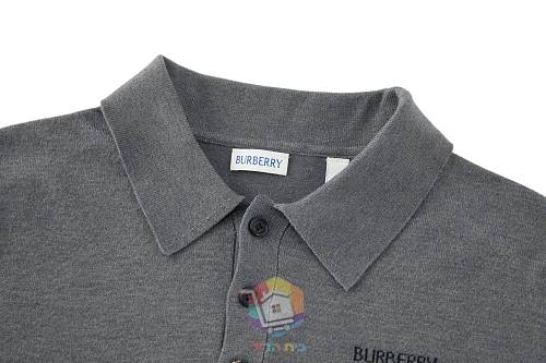 פולו צמר בשרוול ארוך Burberry Long-sleeve Knight Wool Polo Shirt, אפור או שחור, תמונה 17