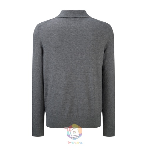 פולו צמר בשרוול ארוך Burberry Long-sleeve Knight Wool Polo Shirt, אפור או שחור, תמונה 18