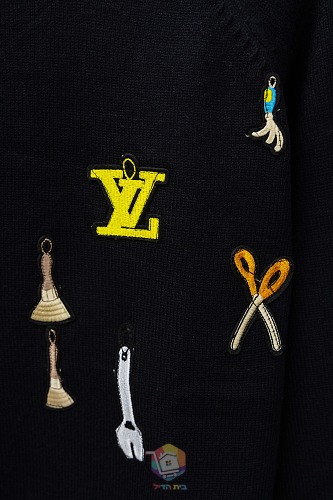סוודר Louis Vuitton LV Tools Embroidered Crewneck שחור עם רקמות כלי עבודה, תמונה 7
