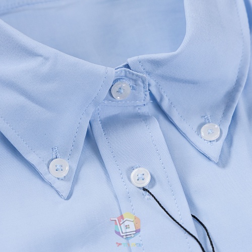 חולצה מכופתרת Miu Miu Poplin Shirt תכלת עם לוגו רקום, תמונה 2