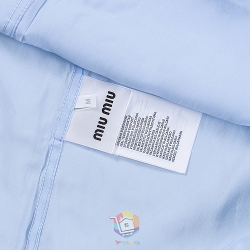 חולצה מכופתרת Miu Miu Poplin Shirt תכלת עם לוגו רקום, תמונה 3