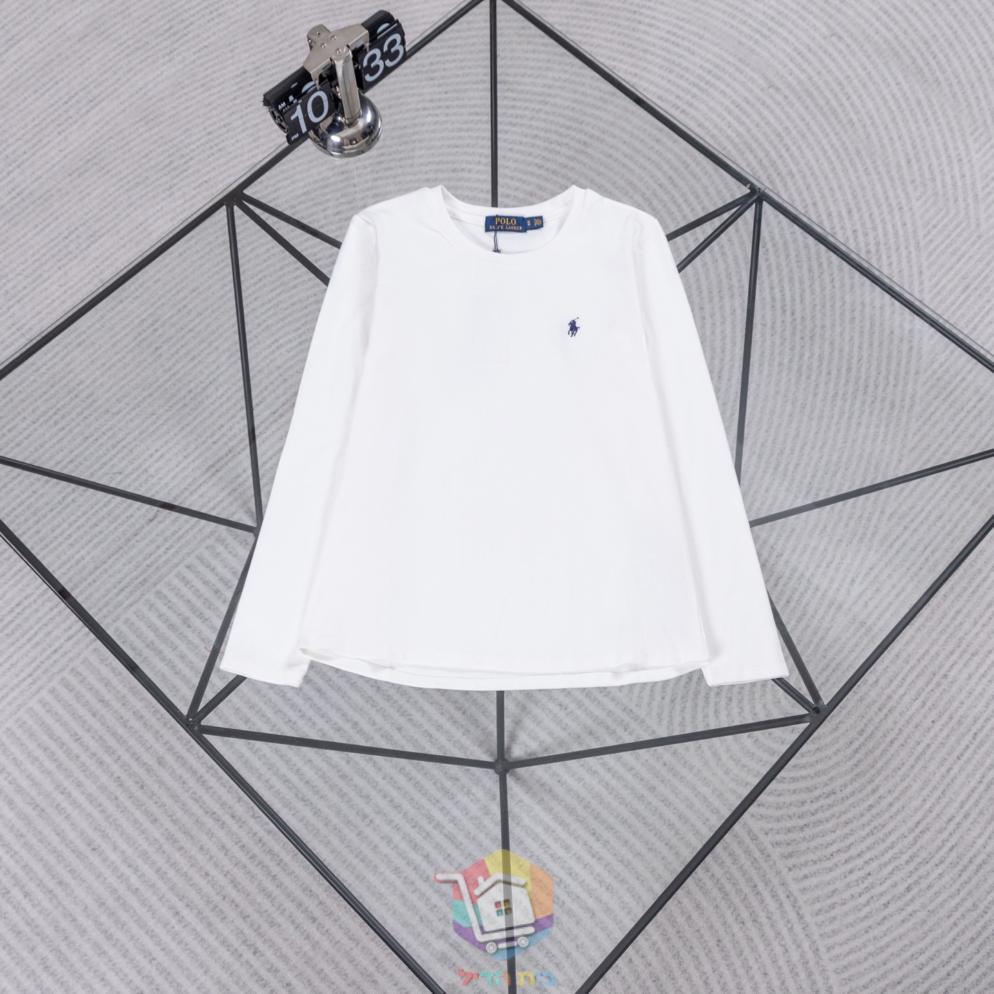 T-shirt de manga comprida Polo Ralph Lauren com pequeno logótipo bordado, branca ou preta