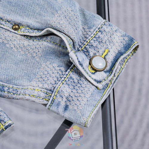 ז'קט ג'ינס Louis Vuitton בהיר עם דוגמת משבצות ארוגה, תמונה 5