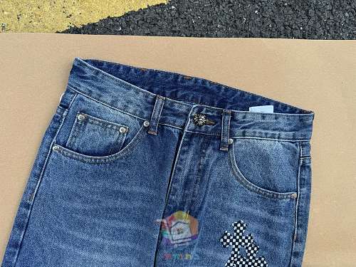 ג'ינס Chrome Hearts עם טלאי לוגו, משבצות או כתום, תמונה 8