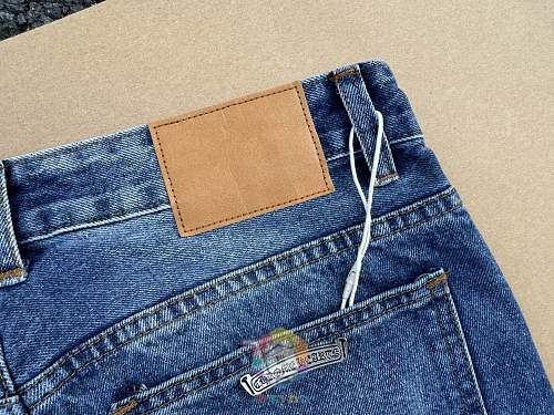 ג'ינס Chrome Hearts עם טלאי לוגו, משבצות או כתום, תמונה 14