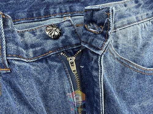 ג'ינס Chrome Hearts עם טלאי לוגו, משבצות או כתום, תמונה 18
