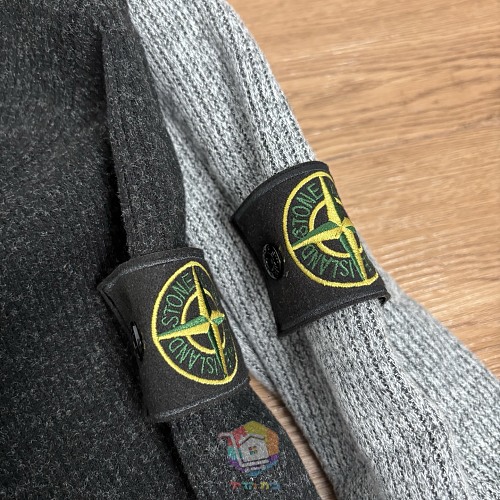 פולו סרוג בשרוול ארוך Stone Island עם פאץ' לוגו בשרוול, שחור או אפור, תמונה 4