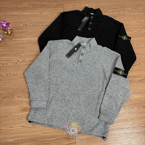 פולו סרוג בשרוול ארוך Stone Island עם פאץ' לוגו בשרוול, שחור או אפור, תמונה 5