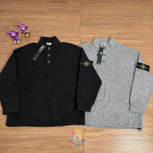 פולו סרוג בשרוול ארוך Stone Island עם פאץ' לוגו בשרוול, שחור או אפור, תמונה 10