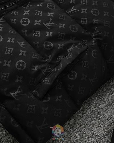 מעיל פוך Louis Vuitton עם קפוצ'ון ומונוגרם בגוון על גוון, שחור, תמונה 2