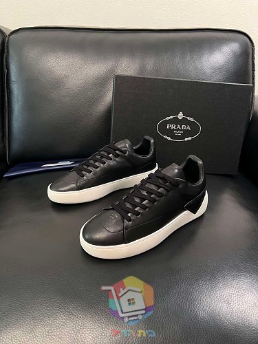 נעלי Prada Court מעור, לבן, שחור, שחור עם סוליה לבנה 26