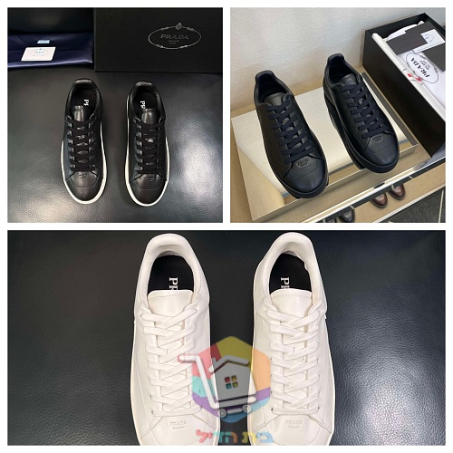 נעלי Prada Court מעור, לבן, שחור, שחור עם סוליה לבנה 28