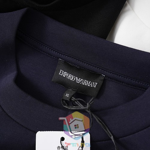סווטשירט Emporio Armani Double Jersey Sweatshirt with Logo עם לוגו גדול בחזה, שחור, כחול כהה או לבן, תמונה 11