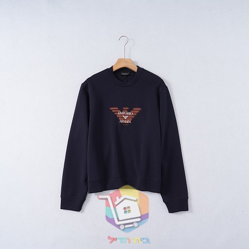 סווטשירט Emporio Armani Double Jersey Sweatshirt with Logo עם לוגו גדול בחזה, שחור, כחול כהה או לבן, תמונה 13