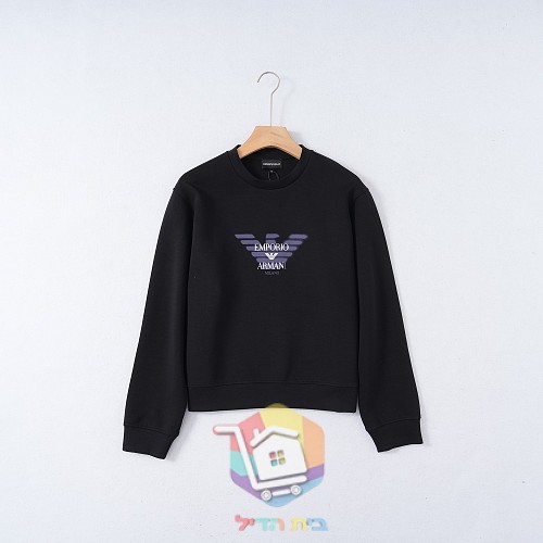 סווטשירט Emporio Armani Double Jersey Sweatshirt with Logo עם לוגו גדול בחזה, שחור, כחול כהה או לבן, תמונה 1