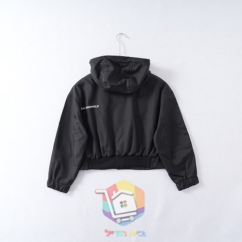 ז'קט קצר עם קפוצ'ון Karl Lagerfeld Ikon Hooded Jacket, בז' או שחור, תמונה 5