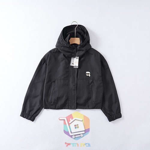ז'קט קצר עם קפוצ'ון Karl Lagerfeld Ikon Hooded Jacket, בז' או שחור, תמונה 6