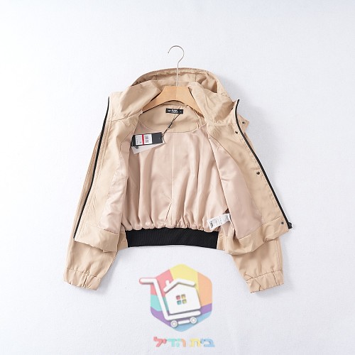 ז'קט קצר עם קפוצ'ון Karl Lagerfeld Ikon Hooded Jacket, בז' או שחור, תמונה 7