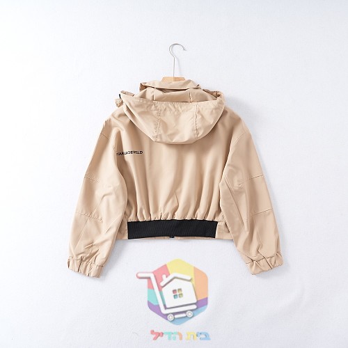 ז'קט קצר עם קפוצ'ון Karl Lagerfeld Ikon Hooded Jacket, בז' או שחור, תמונה 9