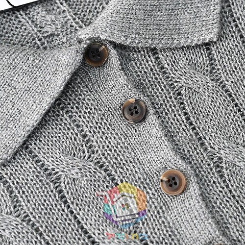 סוודר צווארון פולו Polo Ralph Lauren Cable Wool-Cashmere Polo-Collar Jumper לנשים, ירוק כהה או אפור, תמונה 4