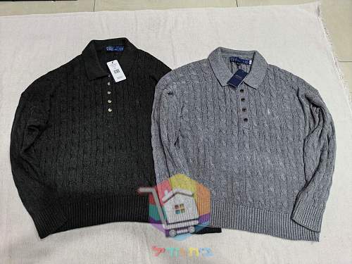 סוודר צווארון פולו Polo Ralph Lauren Cable Wool-Cashmere Polo-Collar Jumper לנשים, ירוק כהה או אפור, תמונה 20