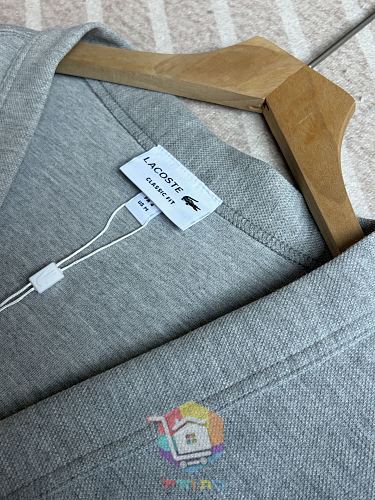 קרדיגן Lacoste Double Face Piqué Cardigan עם כפתורי לחיצה, אפור או כחול כהה, תמונה 3