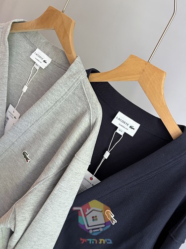 קרדיגן Lacoste Double Face Piqué Cardigan עם כפתורי לחיצה, אפור או כחול כהה, תמונה 13